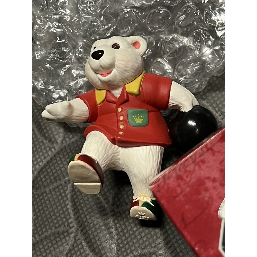 Hallmark Christmas Tree Ornament 1998 Polar Bowler Bowling‎ Cake Topper Vintage